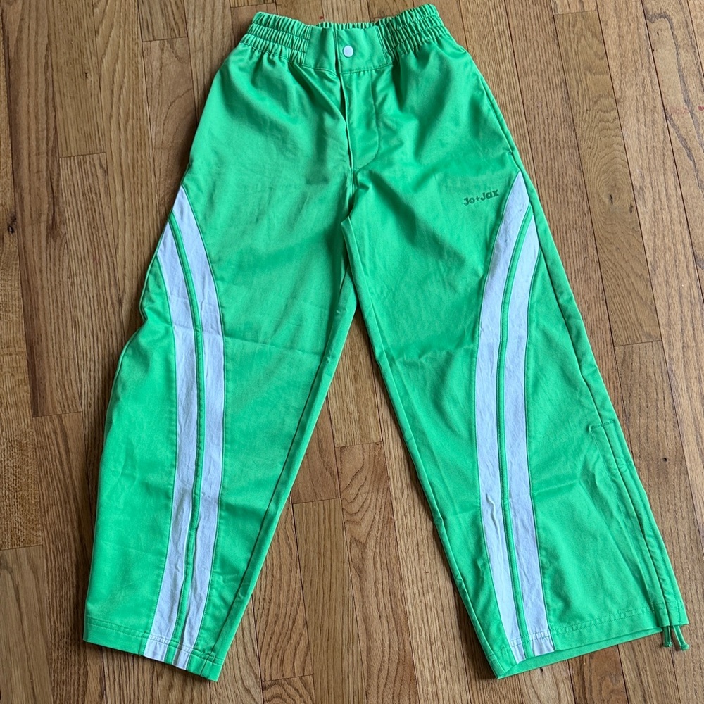 Jo + Jax Green Track Pants with White Stripes